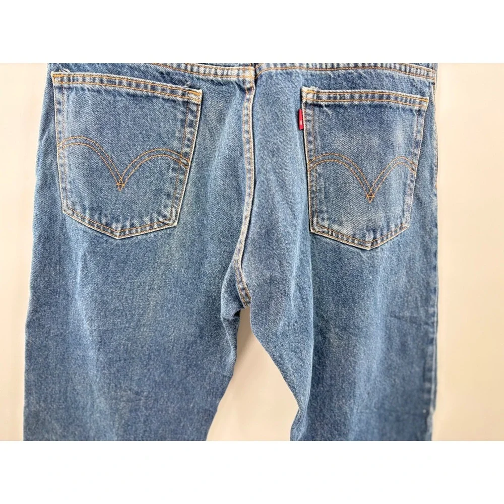 Levis 517 Mens Bootcut Jeans Distressed Clean Indigo Blue Denim(Measures 36x24)